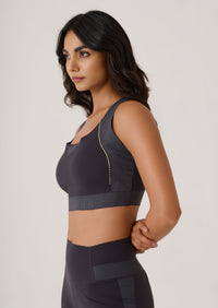 Racer Back Sports Bra-Jet Black