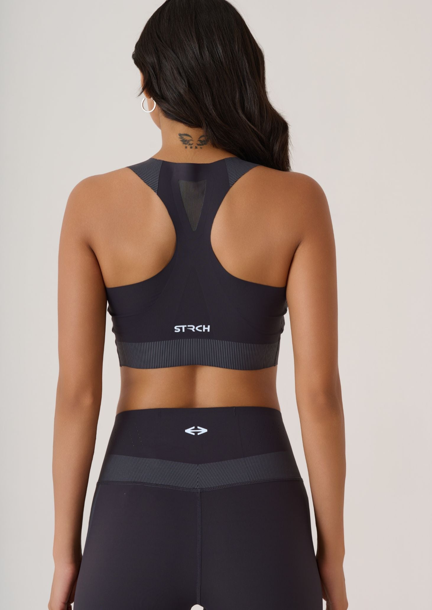 Racer Back Sports Bra-Jet Black