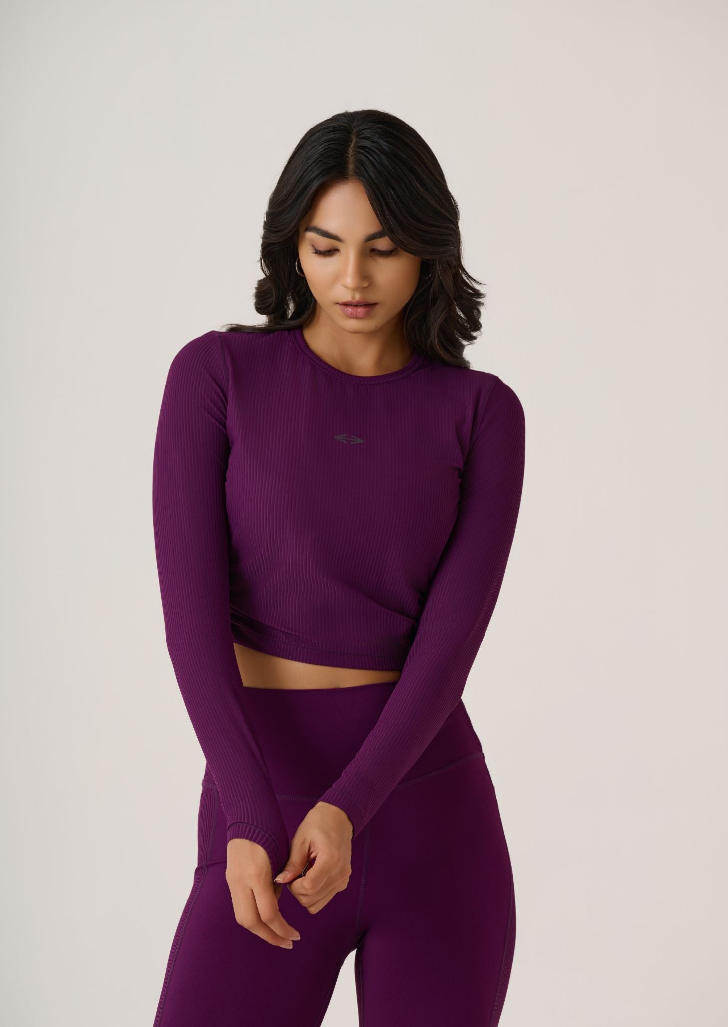 Full Sleeves Ribbed Top-Midnight Purple