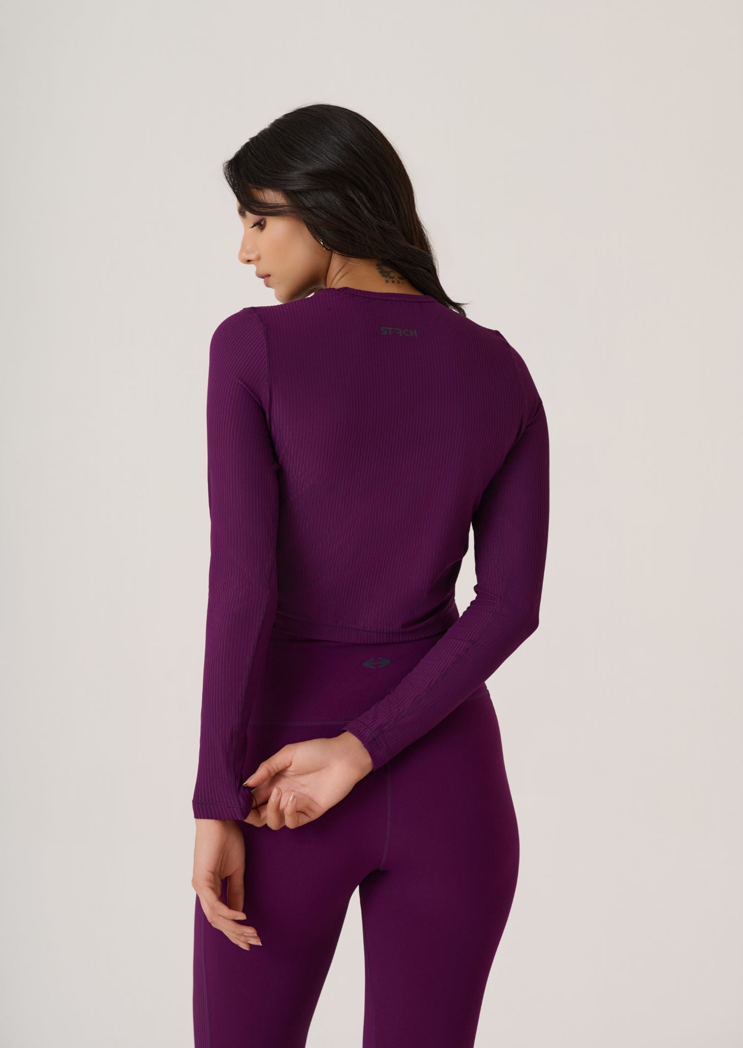 Full Sleeves Ribbed Top-Midnight Purple