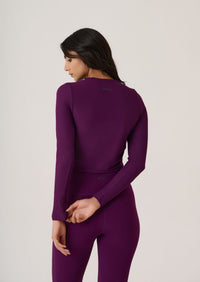 Full Sleeves Ribbed Top-Midnight Purple