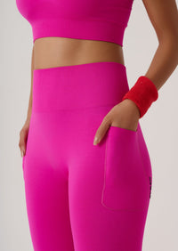 Criss Cross Flare Leggings - Slim Fit - Hotpink