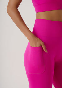 Criss Cross Flare Leggings - Slim Fit - Hotpink
