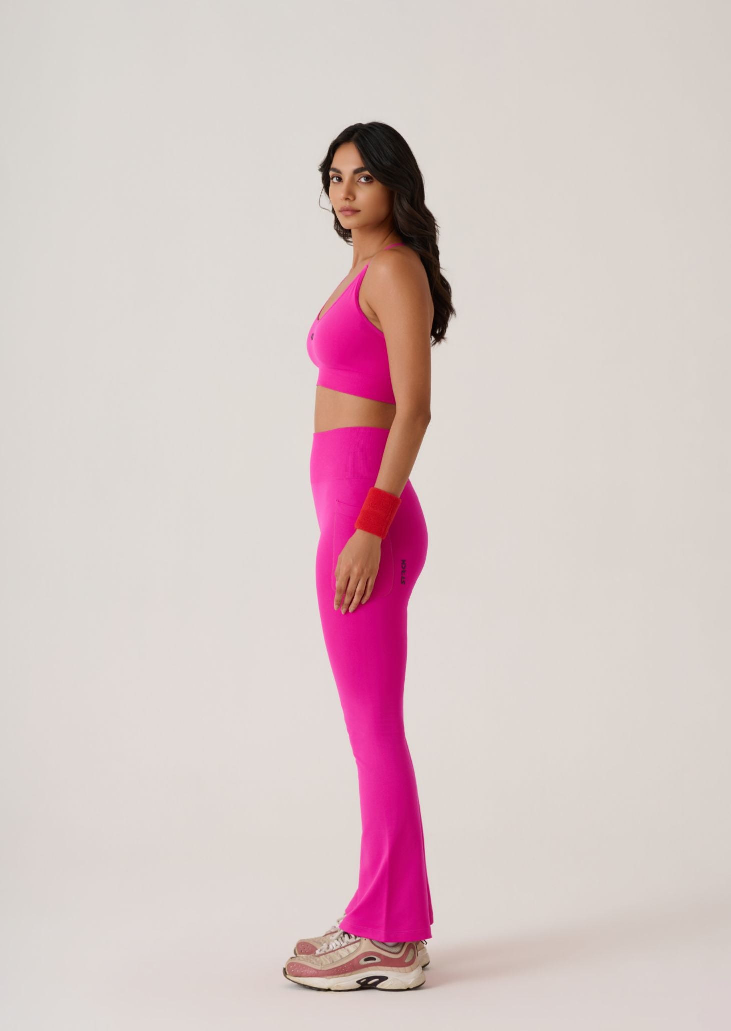 Criss Cross Flare Leggings - Slim Fit - Hotpink