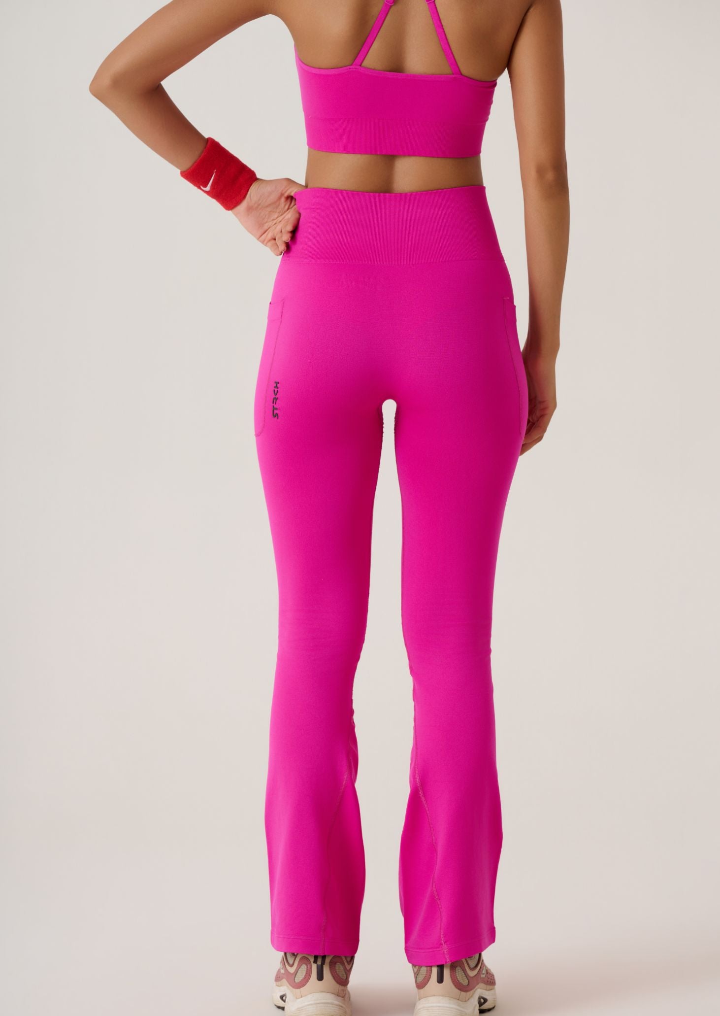 Criss Cross Flare Leggings - Slim Fit - Hotpink