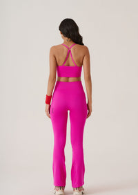 Criss Cross Flare Leggings - Slim Fit - Hotpink