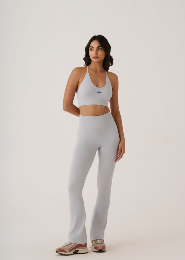 Criss Cross Flare Leggings - Slim Fit - Grey