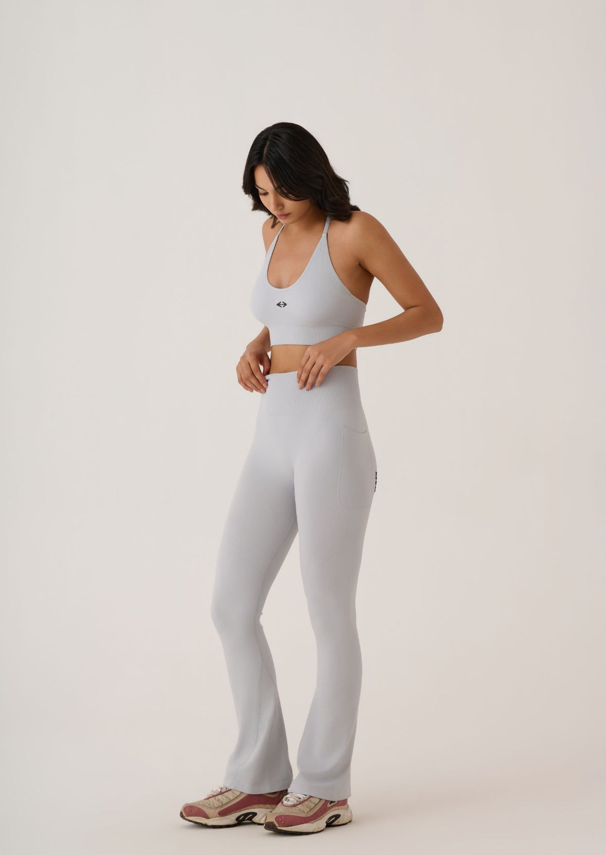 Criss Cross Flare Leggings - Slim Fit - Grey