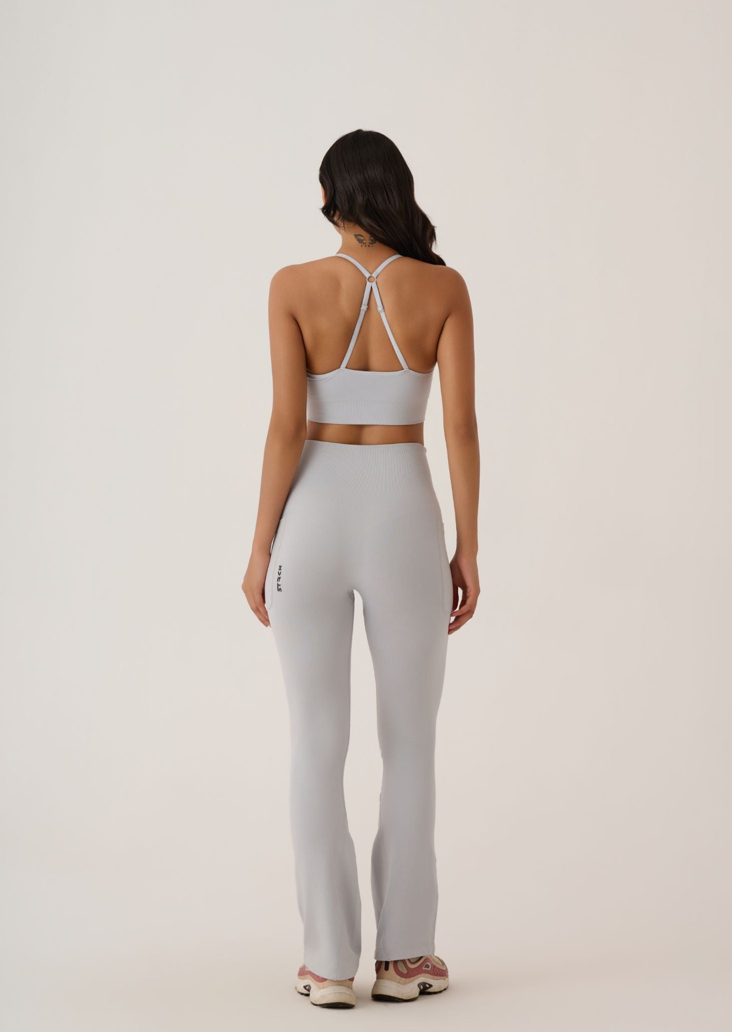 Criss Cross Flare Leggings - Slim Fit - Grey