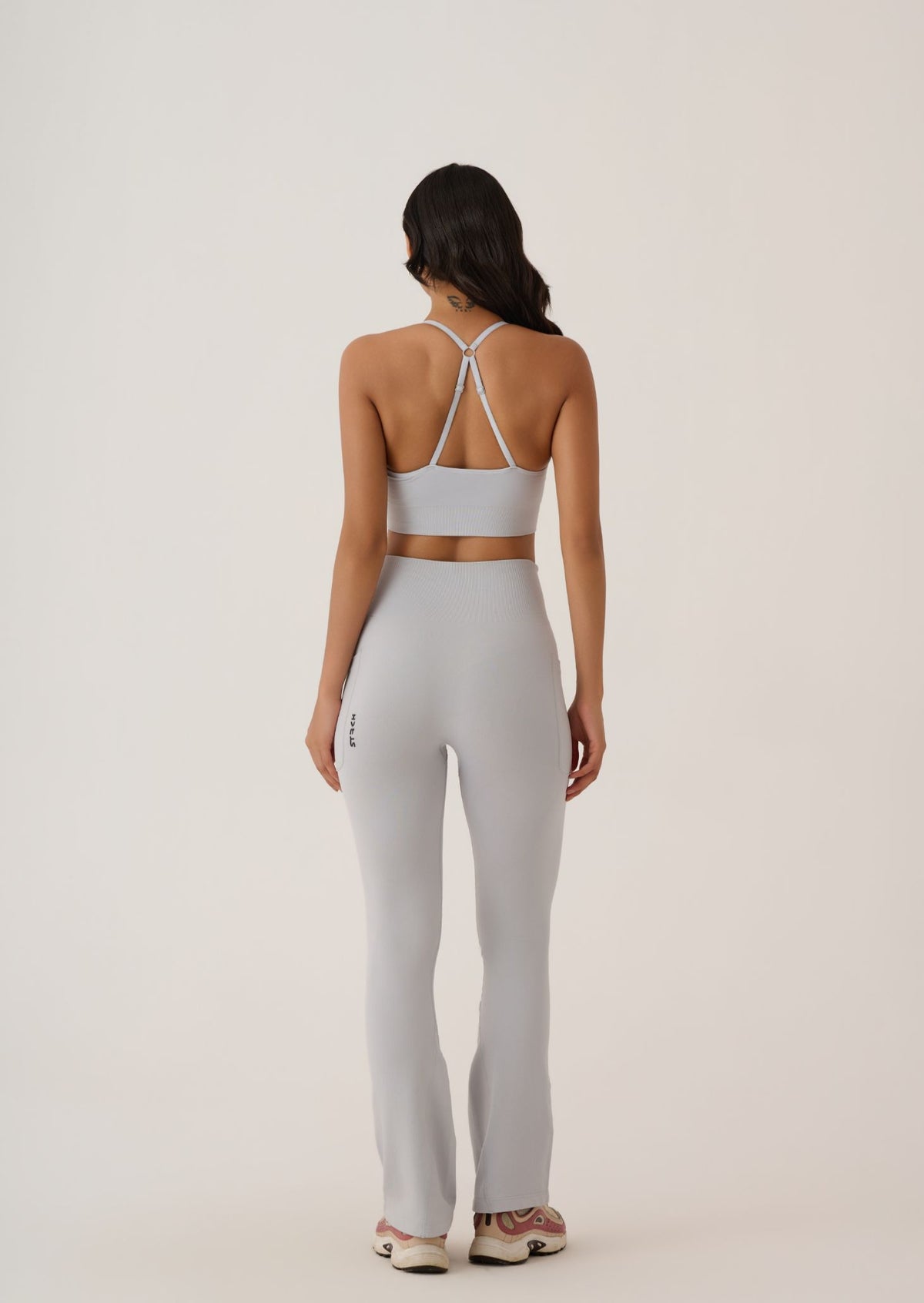 Criss Cross Flare Leggings - Slim Fit - Grey