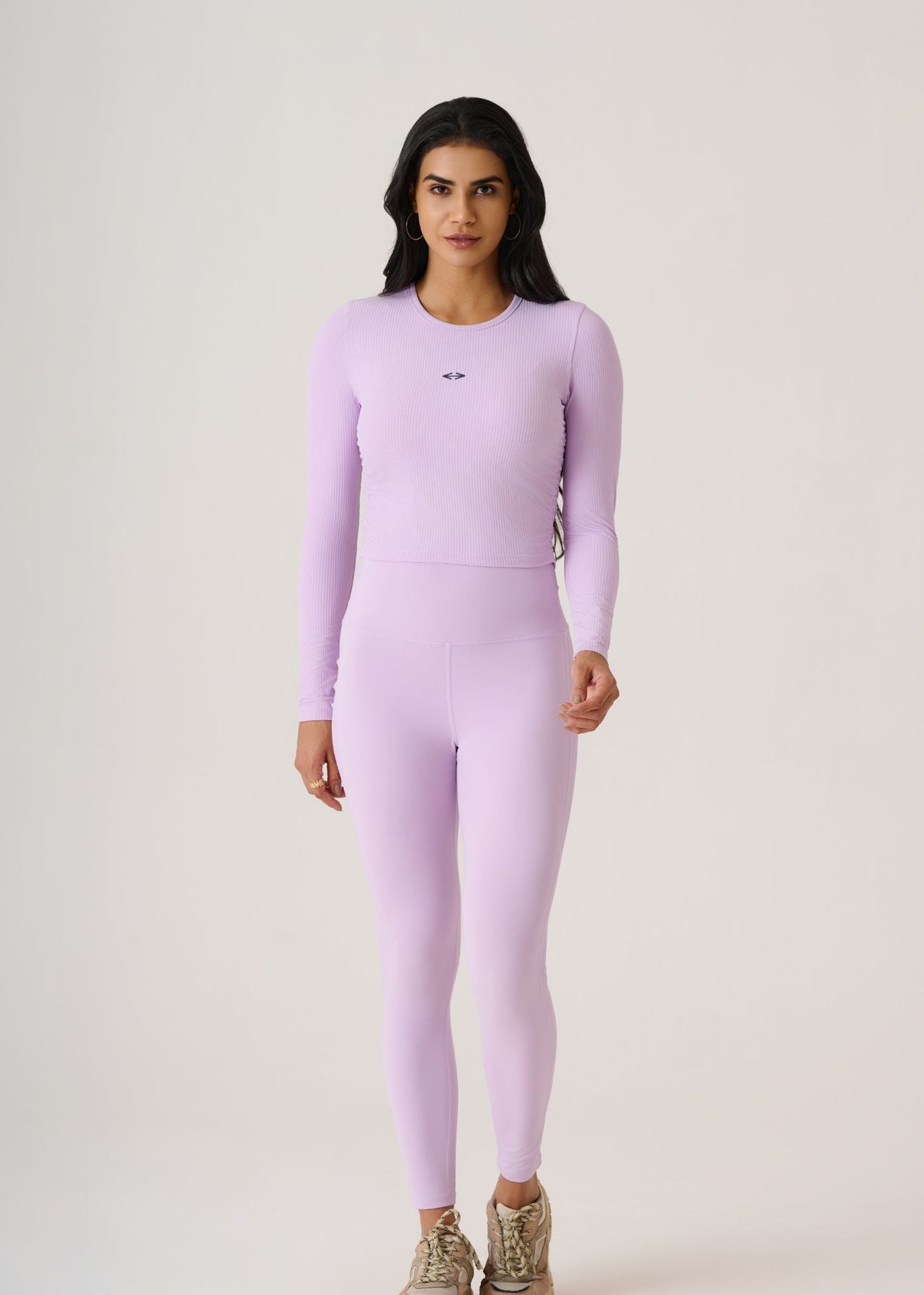 Full Sleeves Ribbed Top-Mauve