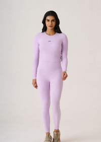 Full Sleeves Ribbed Top-Mauve