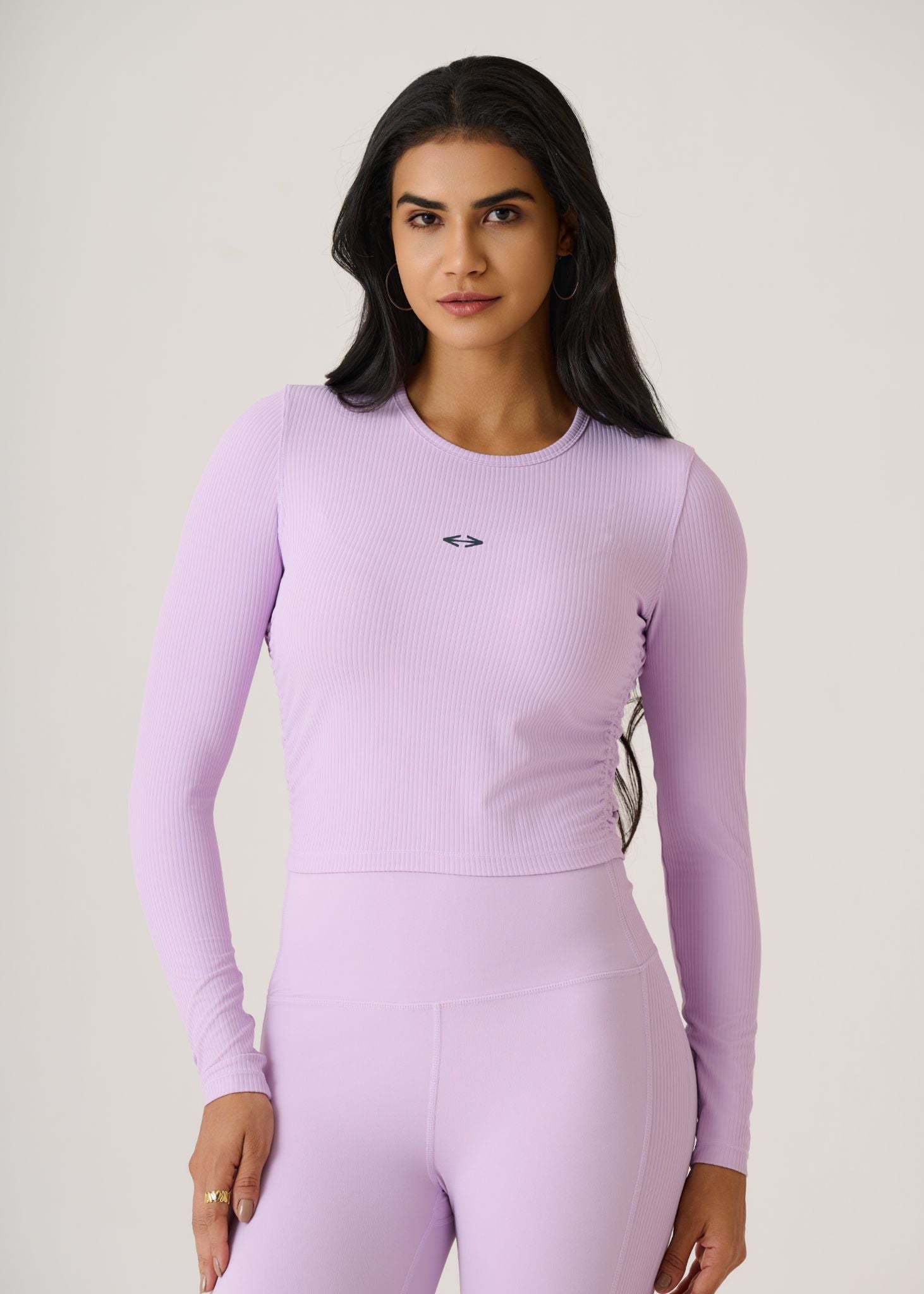 Full Sleeves Ribbed Top-Mauve