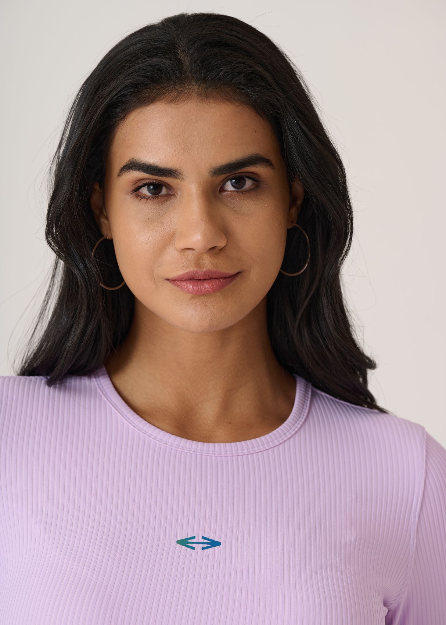Full Sleeves Ribbed Top-Mauve
