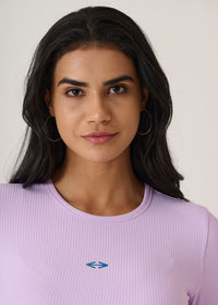Full Sleeves Ribbed Top-Mauve