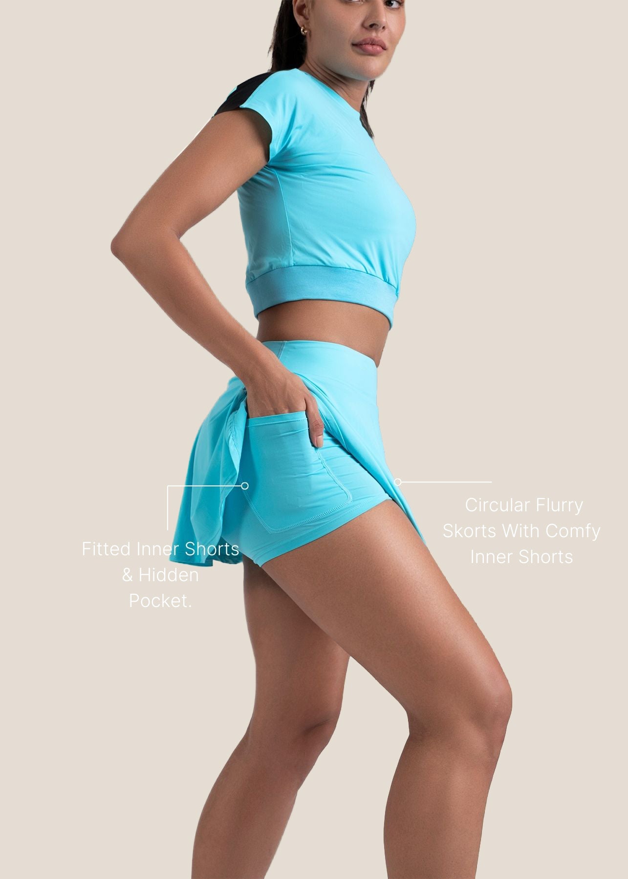StrchFlex Compression Skort - Cyan Blue