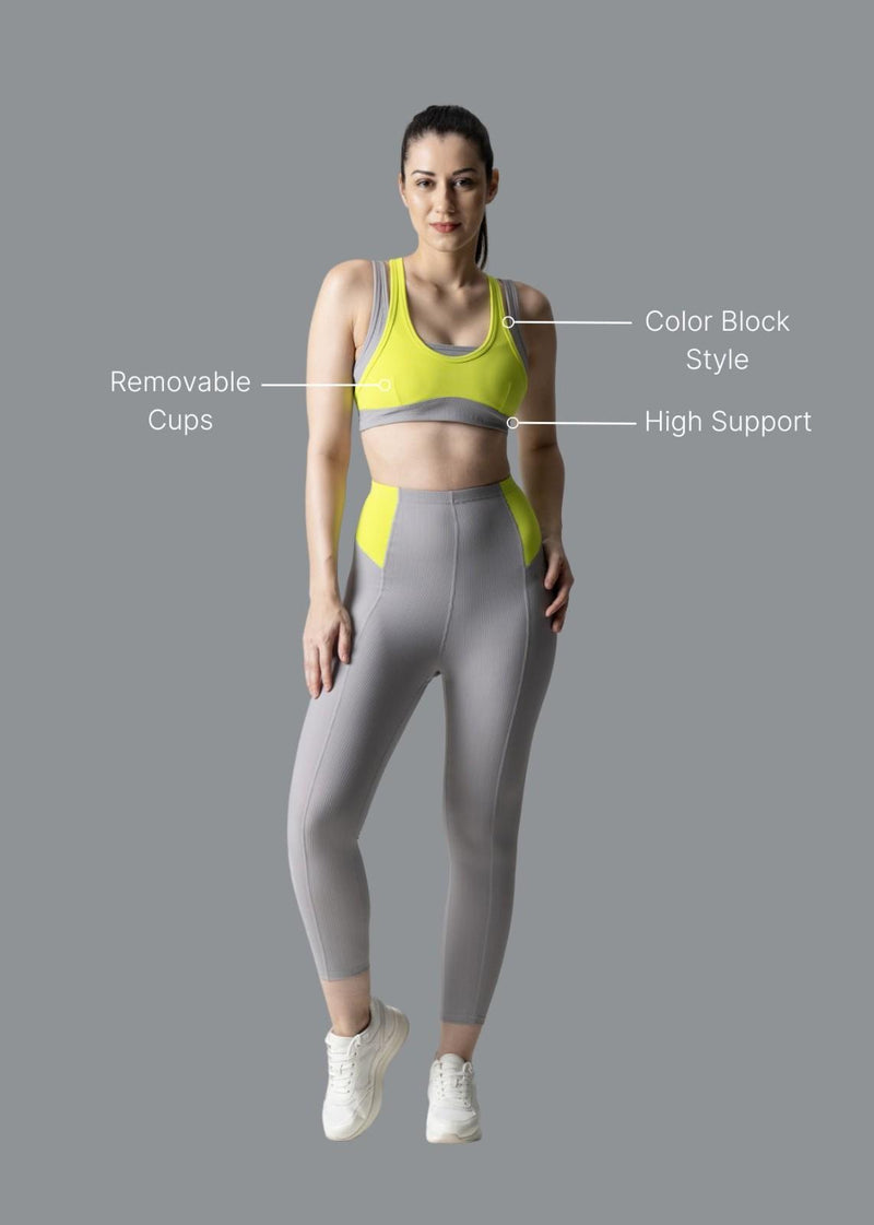 Strch Flex Double Up Sports Bra - Grey