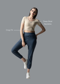 Everyday basic crop top - Beige - 2
