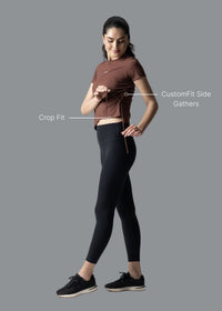 Women Side Tie Crop Top - Brown - 2