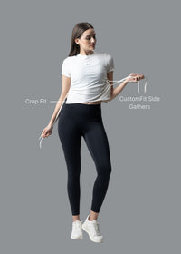 Women Side Tie Crop Top - White - 3