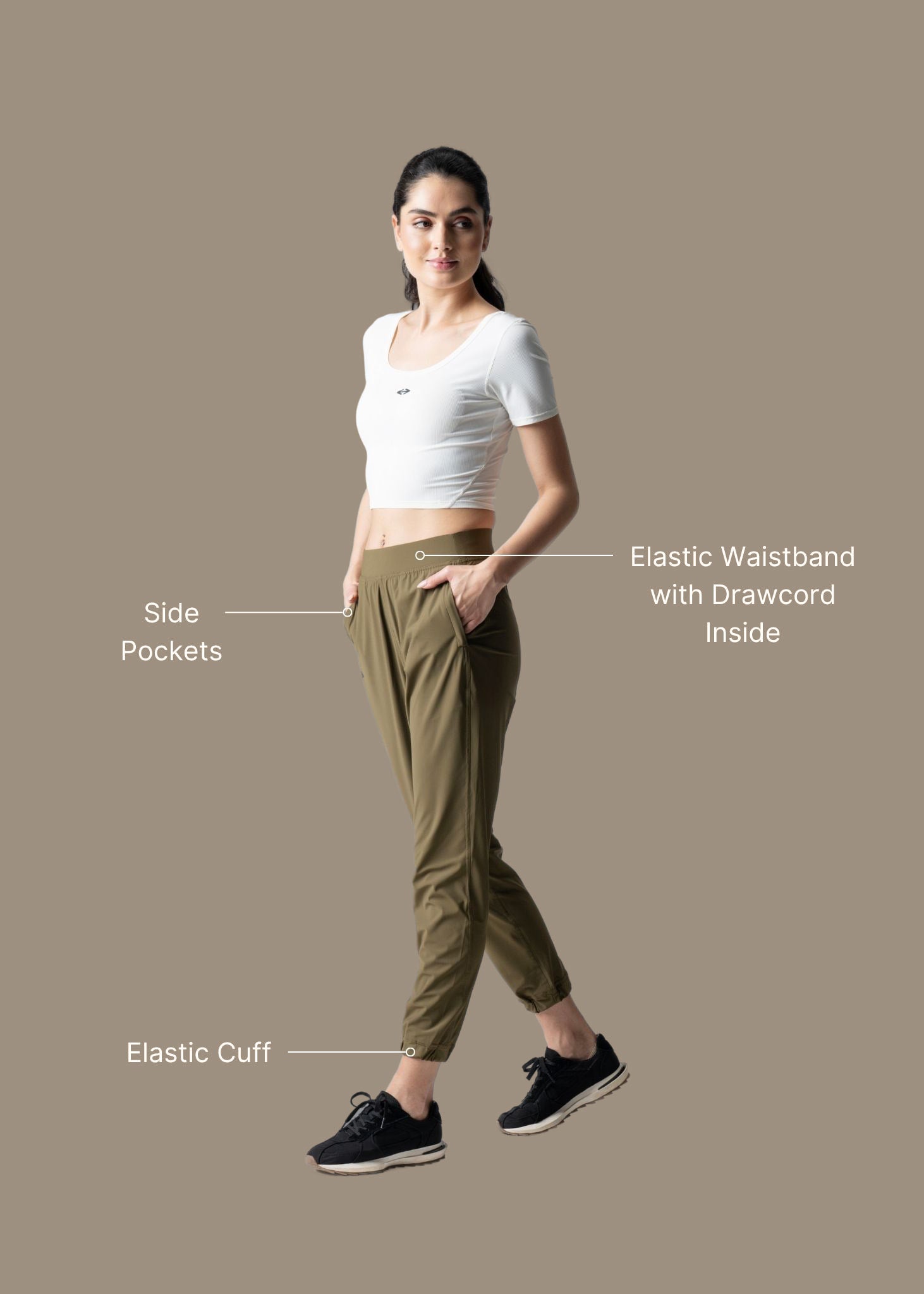 Women Workout Track Pants - Olive - 3