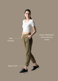 Women Workout Track Pants - Olive - 3