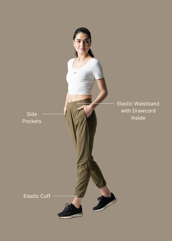 Women Workout Track Pants - Olive - 3