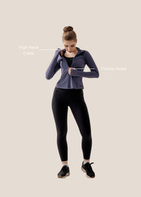 Women High Neck Zip Jacket - Lilac Blue - 3