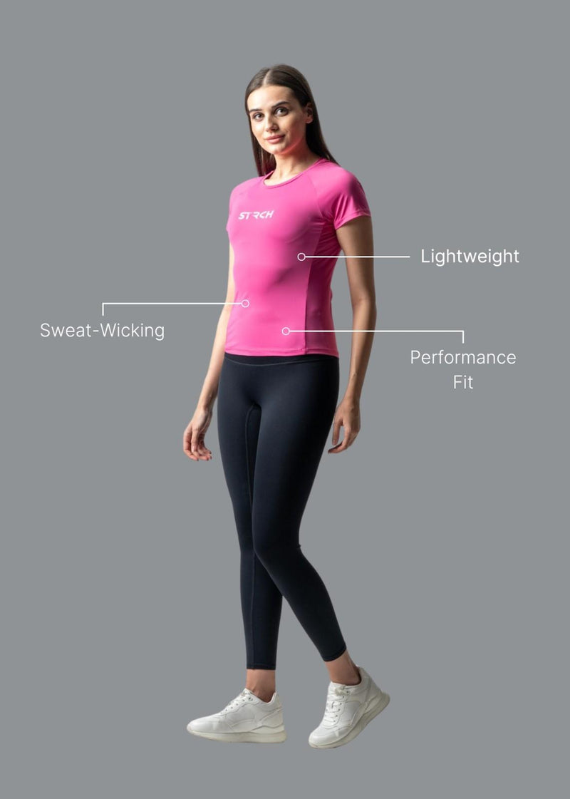 Women Running T Shirt - Hot Pink