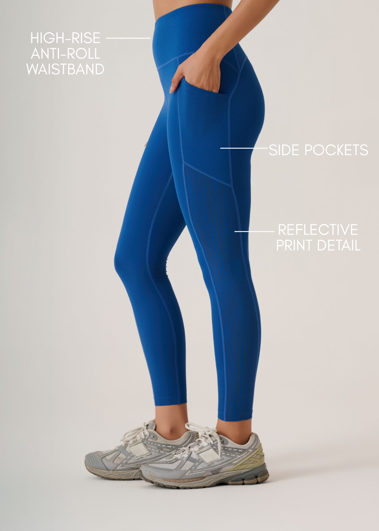 Reflective High Performance Leggings- Slim Fit - Dodger Blue