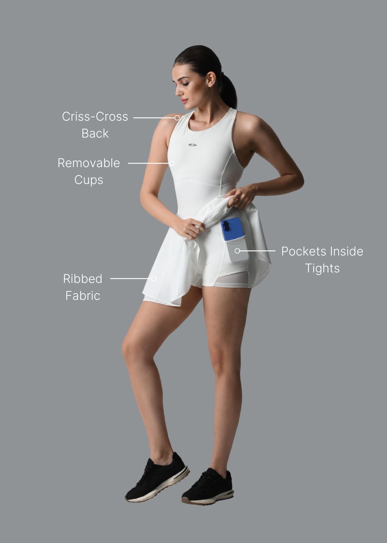 SrtchFlex Tennis Dress - White