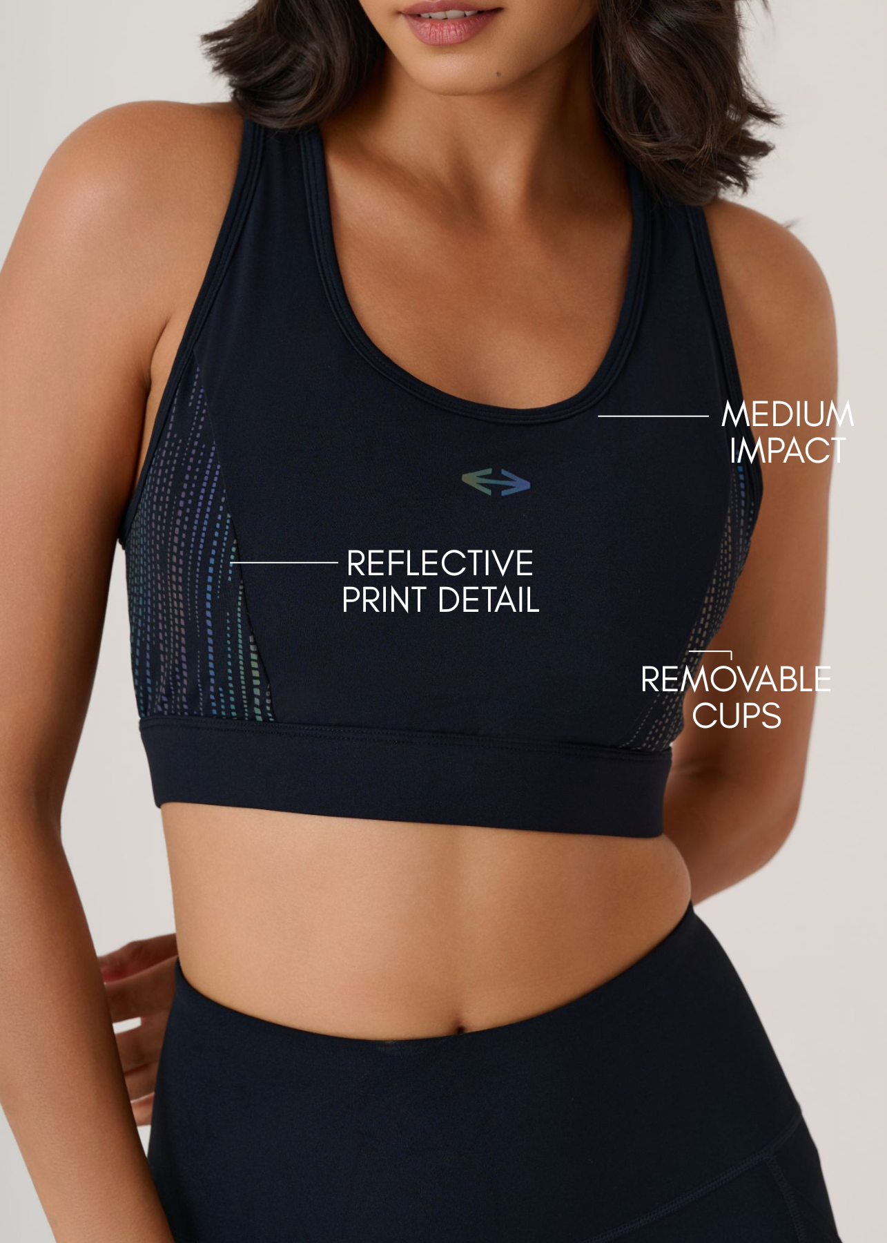 Reflective High Impact Sports Bra - Black