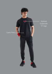 Men Superman Print Tshirt Black - 2