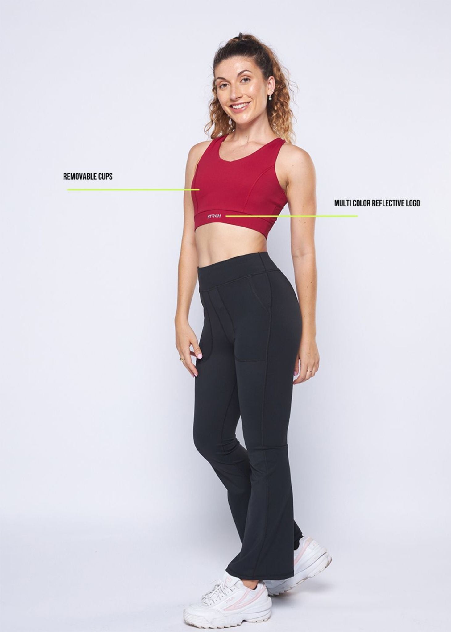 Cross Back Active Bra - Maroon
