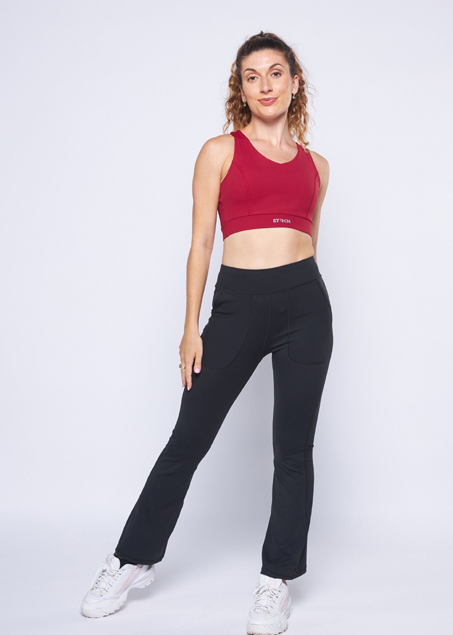 Cross Back Active Bra - Maroon