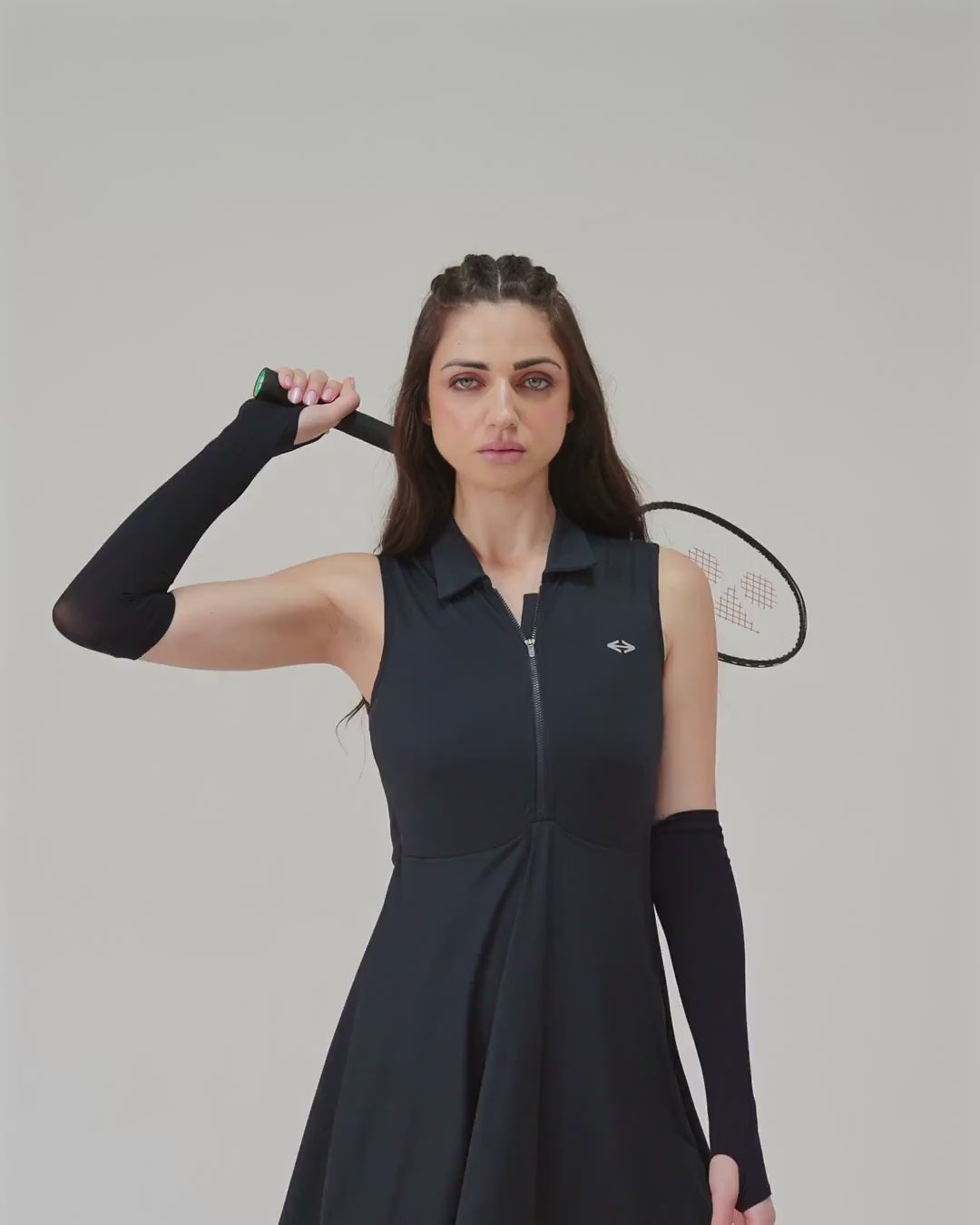 PlayCore Tennis Dress - Jet Black video