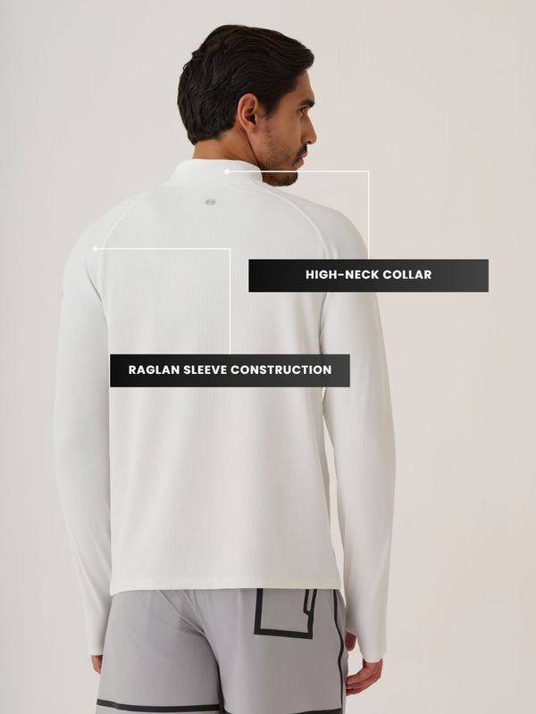 Men Long Sleeve Strch Flex Tee 
- White