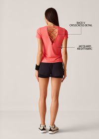 High Performance Strappy Back Tee - Georgia Peach - 3