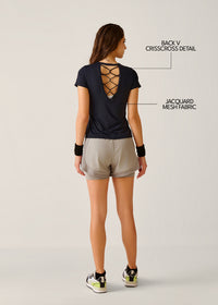 High Performance Strappy Back Tee - Jet Black - 3