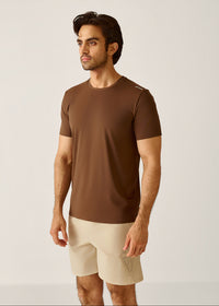 STRCHFLEX Active Core Tee Shirt - Mocha Brown - 6