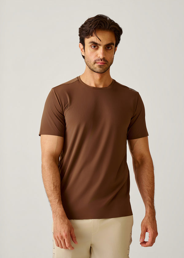 STRCHFLEX Active Core Tee Shirt - Mocha Brown - 1