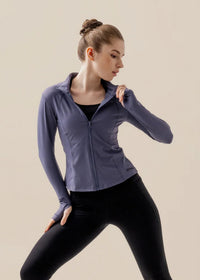 High Neck Zip Jacket - Lilac Blue