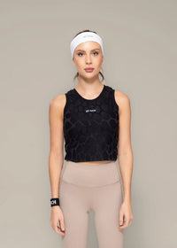Embossed padded Tank top - Black - 1