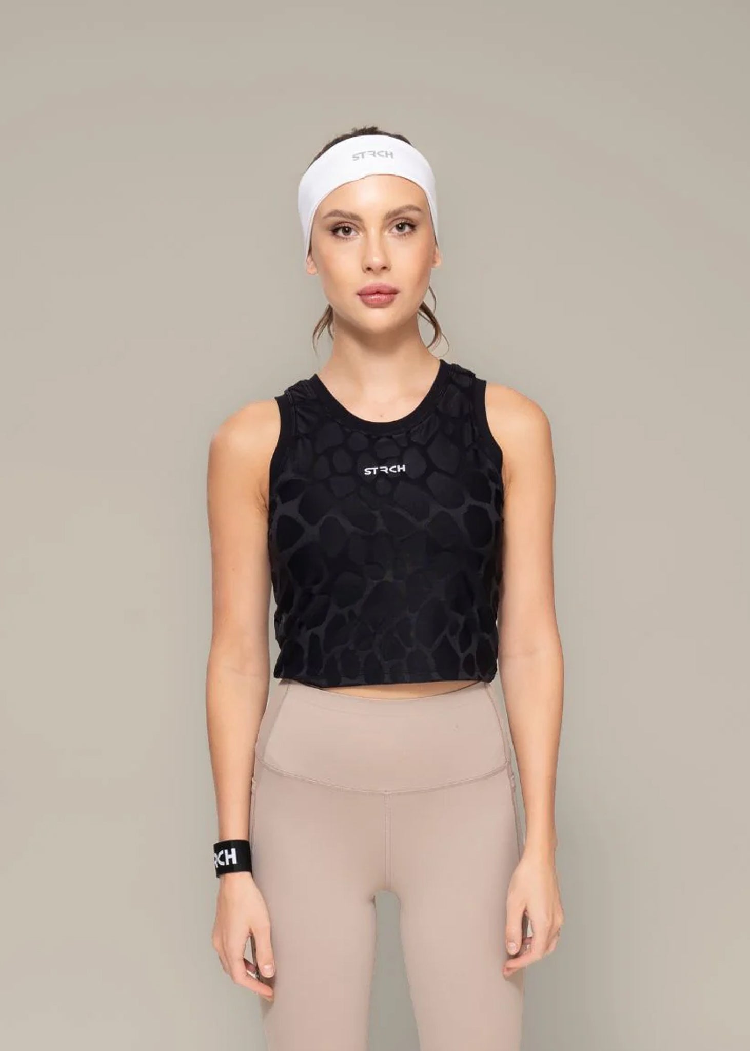 Embossed padded Tank top - Black - 1