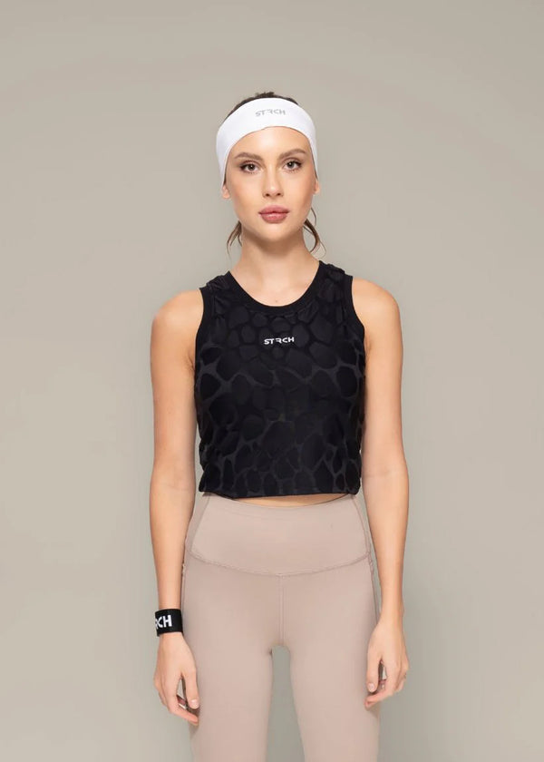 Embossed padded Tank top - Black - 1