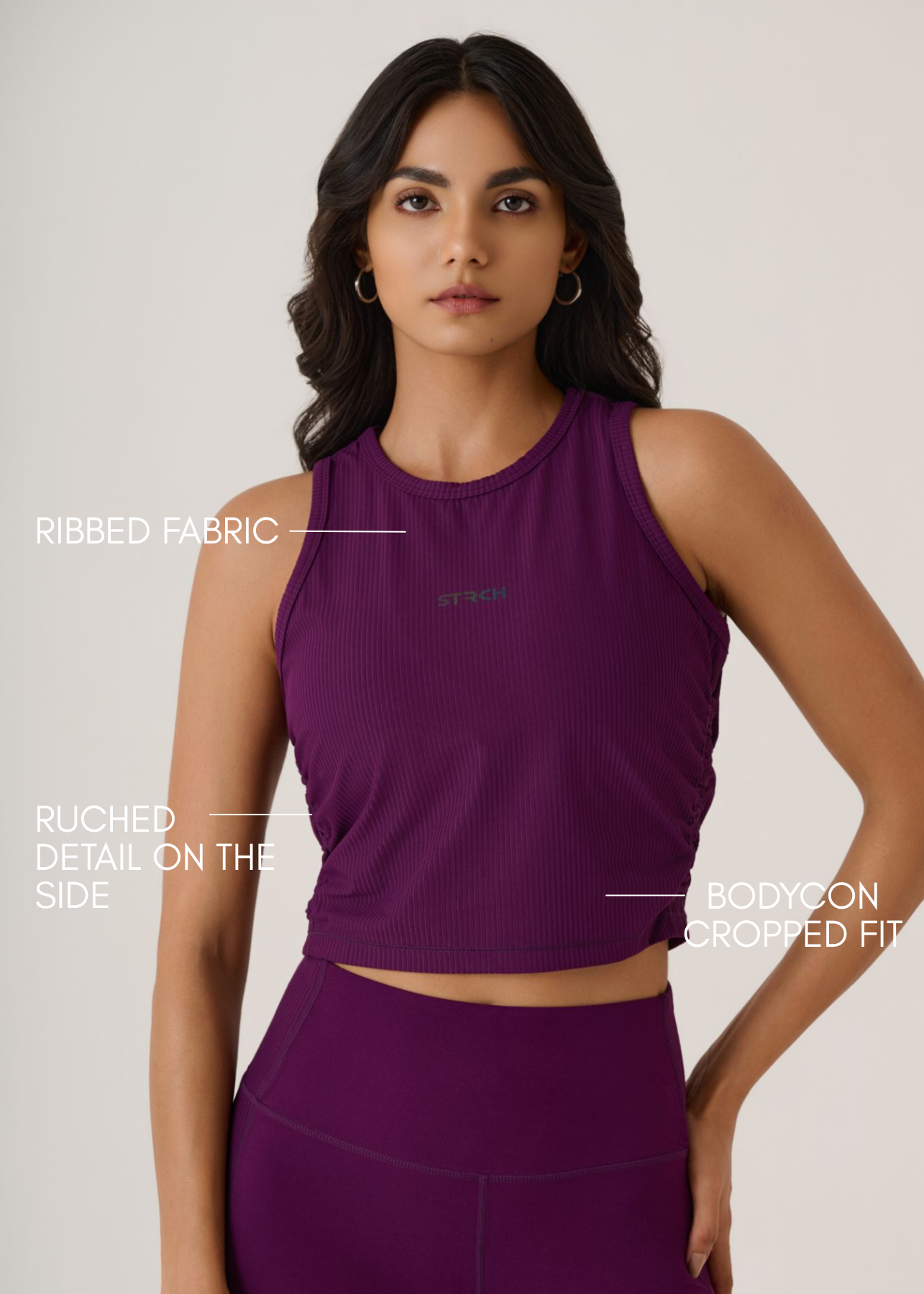 PlayCore Ribbed Tank-Midnight Purple