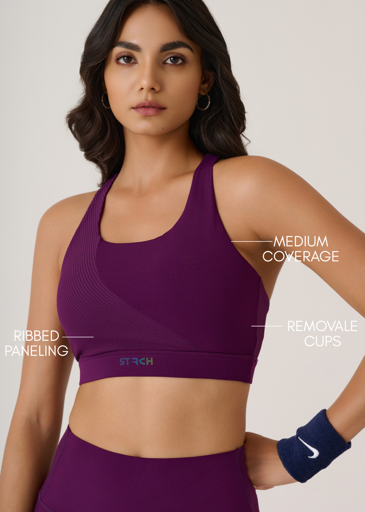 Cross Back Sports Bra-Midnight Purple