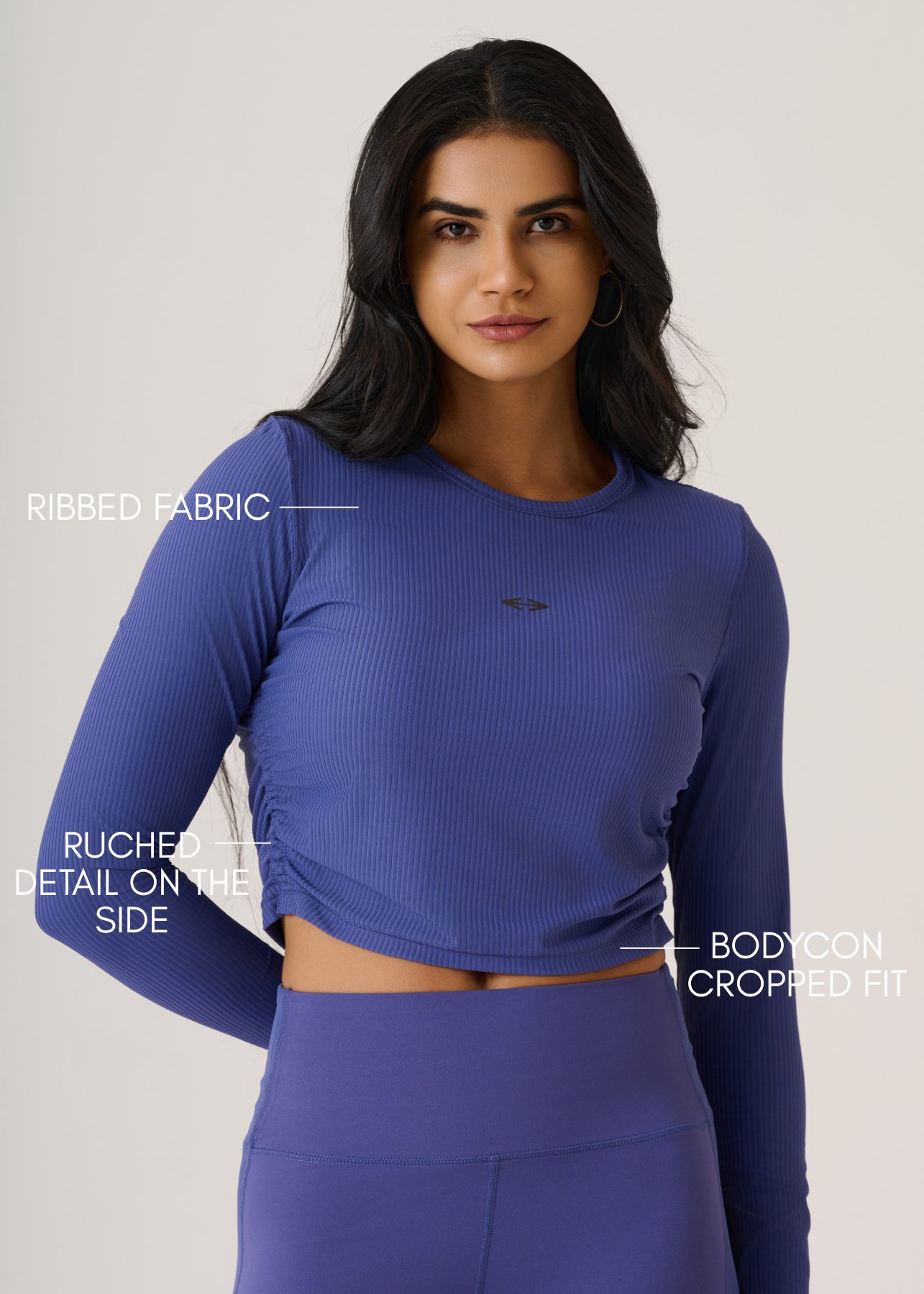 Full Sleeves Ribbed Top-Skipper Blue