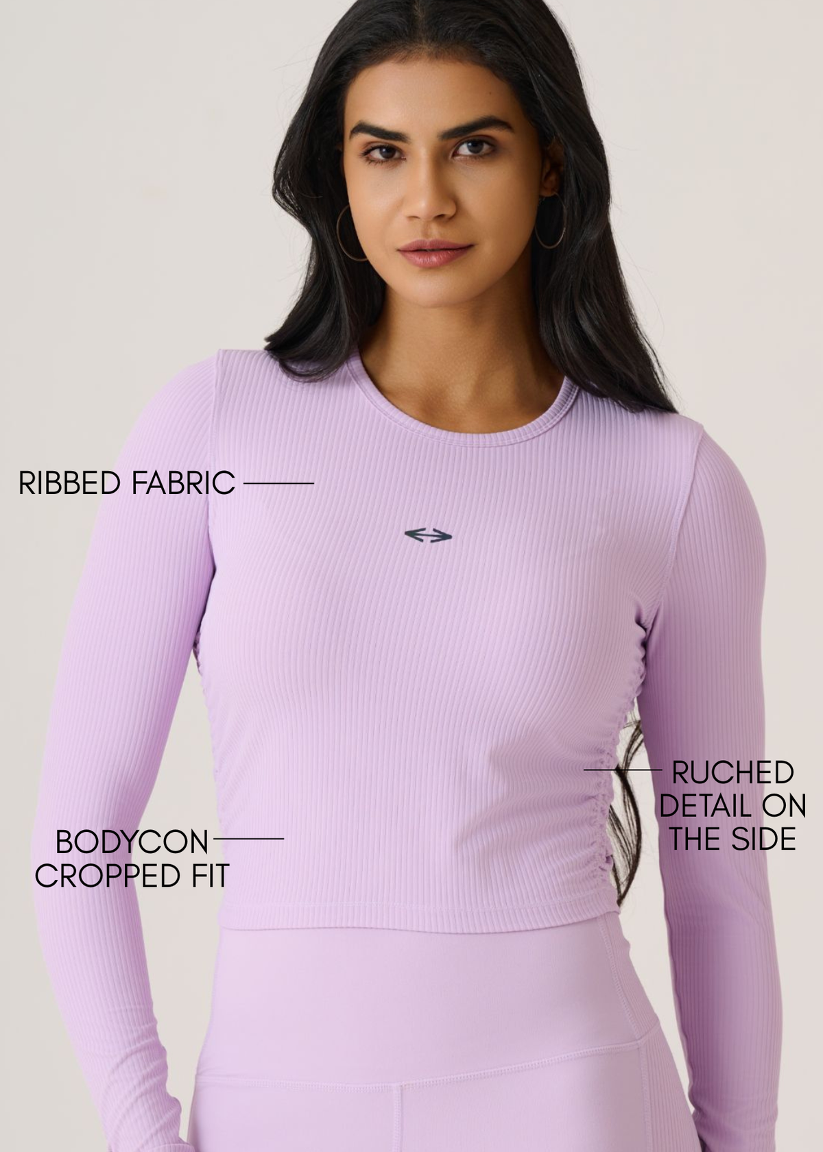 Full Sleeves Ribbed Top-Mauve