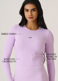 Full Sleeves Ribbed Top-Mauve